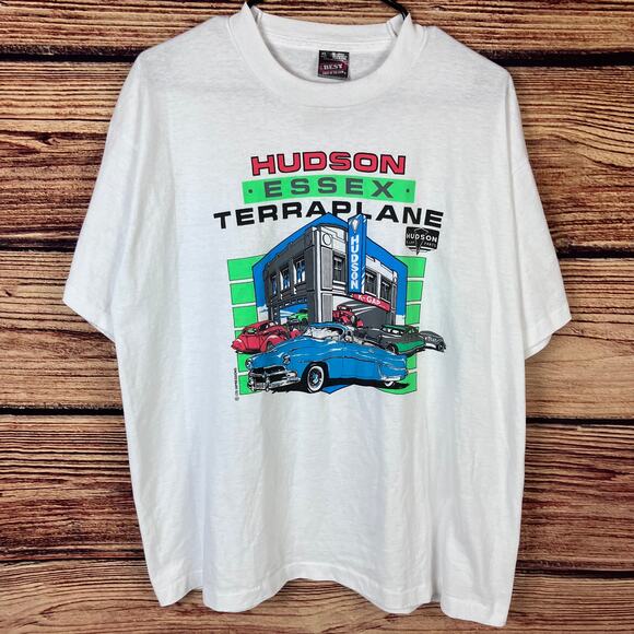 Vintage 1990s Hudson Essex Car Shop Single Stitch T-shirt - Picture 2 of 7